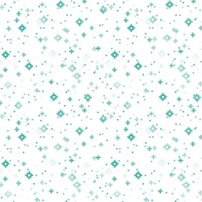 pixelated stars - dark teals and greens on white - ELH