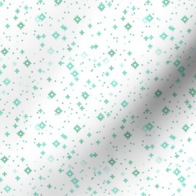 pixelated stars - bright teals and greens on white - ELH