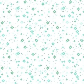 pixelated stars - bright teals and greens on white - ELH