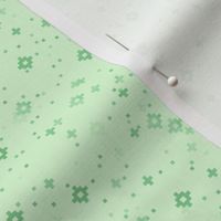 pixelated stars - bright medium greens on bright light grasshopper green - ELH