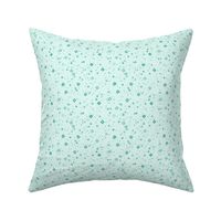 pixelated stars - medium teals on bright light blue - ELH