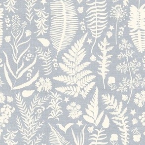 Ferns and Leaves Lavender Grey