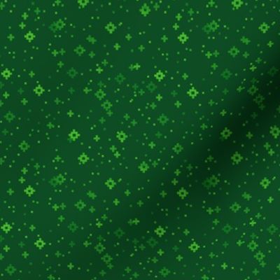 pixelated stars - bright and medium lime greens on dark forest green - ELH