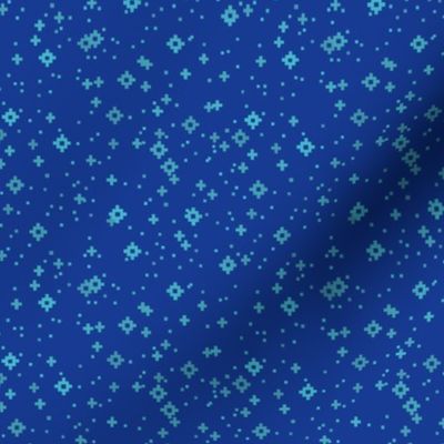 pixelated stars - bright blues on bright dark blue - ELH