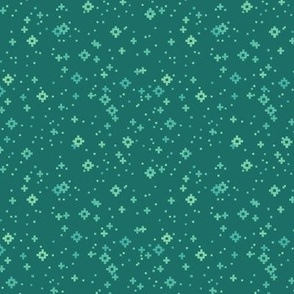 pixelated stars - light teals on muted medium teal - ELH