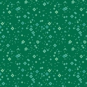 pixelated stars - bright teals on bright bluegreen - ELH