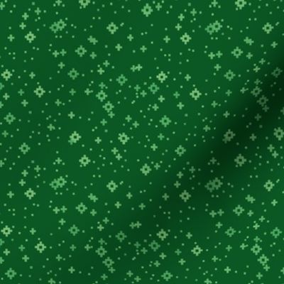 pixelated stars - bright light greens on bright forest green - ELH