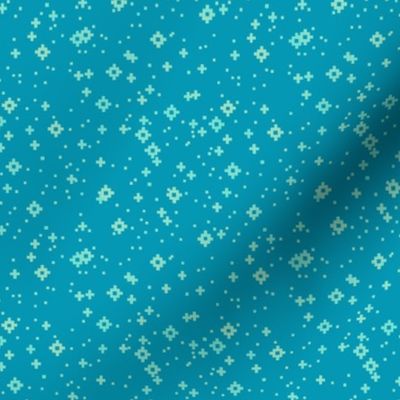 pixelated stars - bright light teals on medium bright teal - ELH