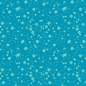 pixelated stars - bright light teals on medium bright teal - ELH