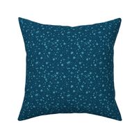 pixelated stars - bright snowy blues on dark teal blue - ELH