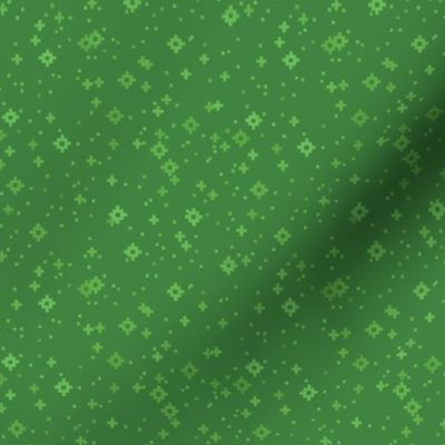 pixelated stars - bright lime greens on bright forest green - ELH