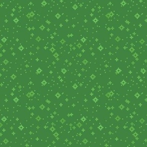 pixelated stars - bright lime greens on bright forest green - ELH