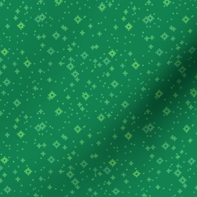 pixelated stars - bright greens on bright dark green - ELH