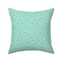 pixelated stars - medium blues on light bluegreen - ELH