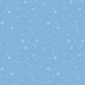 pixelated stars - white and light blues on pale blue - ELH