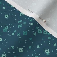 pixelated stars - bright teals on muted dark teal - ELH