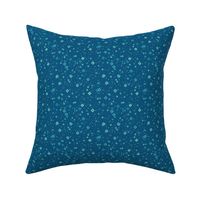 pixelated stars - bright teals on bright medium blue - ELH