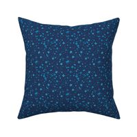 pixelated stars - bright blues on navy - ELH