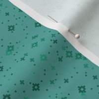 pixelated stars - dark teals on mid teal - ELH