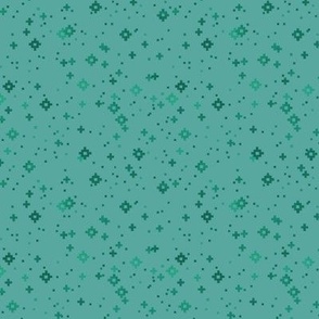 pixelated stars - dark teals on mid teal - ELH