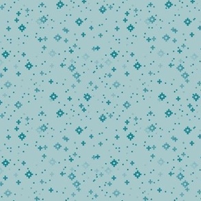 pixelated stars - mid teals on robins egg blue - ELH