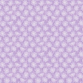 Tiny White Scattered Flowers on Dusty Lavender Woven Texture