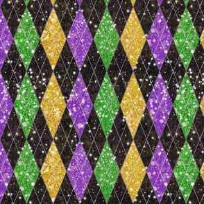Mardi Gras Golden Purple Diamonds Fabric by Quilting Treasures - modeS4u