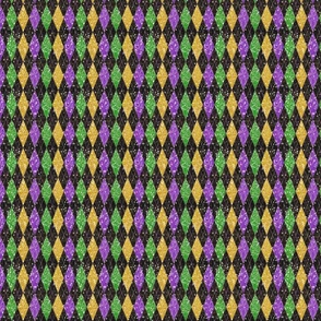 Glitter Mardi Gras Harlequin Argyle -- Faux Glitter Print Diamonds in Mardi Gras Purple, Green, and Yellow Gold -- 3.90in x 3.25in  --  848dpi (18% of Full Scale)