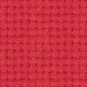 540 - Bumpy line daisy grid pattern in vibrant coral tones - medium scale for kids apparel, soft furnishings and crafting, pet accessories and quilting.