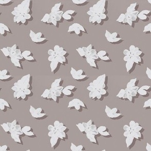 Blushing Magnolias  White Silhouette Taupe Small