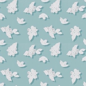 Magnolia White Silhouettes on Aqua Small