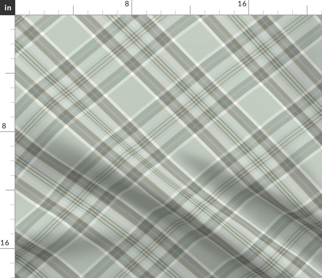 Diagonal Tartan Plaid / Gentle Sage Green Olive and Black / T008 / WGD-141 Bg color / see collections