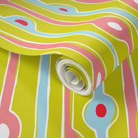 Seaweed Strand - Abstract Nautical Stripe Green & Pink