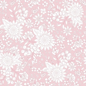 Vintage Floral Garden Cotton Candy Pink  by Jac Slade