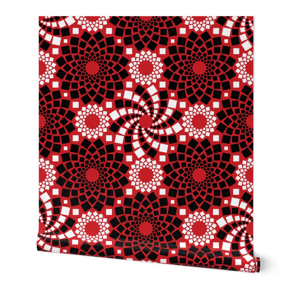 Kaleidoflowers (Red, Black and White)