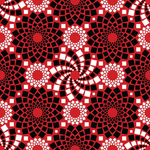 Kaleidoflowers (Red, Black and White)