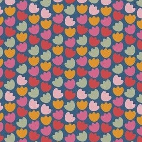  Funny Tulipe // Normal Scale // Blue Background // Groovy Style Pink Yellow Red Green Flowers