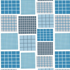 Blue tone geometric square quilt pattern