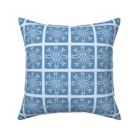 Hand drawn blue tone square pattern.