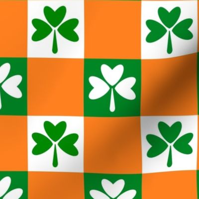 Irish Plaid - orange, irish green, shamrocks, irish gingham, irish flag 