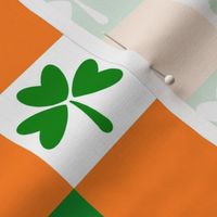 Irish Plaid - orange, irish green, shamrocks, irish gingham, irish flag 