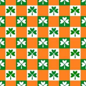 Irish Plaid - orange, irish green, shamrocks, irish gingham, irish flag 