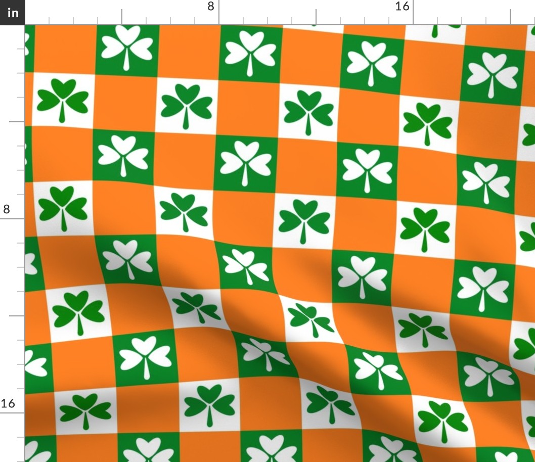 Irish Plaid - orange, irish green, shamrocks, irish gingham, irish flag 