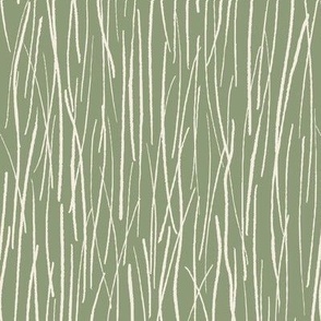 290 $ - Large scale Pine needles in summertime - in soft sage green and cream - for wallpaper, home decor and apparel.