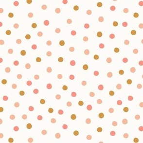 Boho Polka Dots with Pink, Coral, Orange, and Brown on Cream