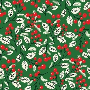 Evergreen- Holly Berries Green
