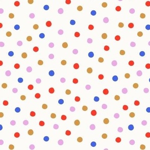 Purple Blue Gold Red Dots on Cream | Pretty Poppies Collection