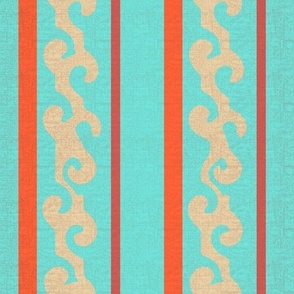 Vertical Swirl Stripes On Blue - LG