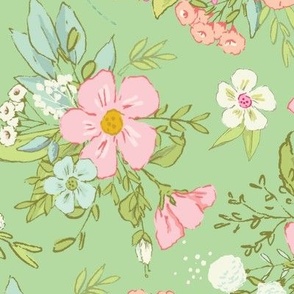 XL Pretty Flowers- basil // Love Some Bunny collection