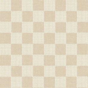 Vintage Check Checker Linen Beige